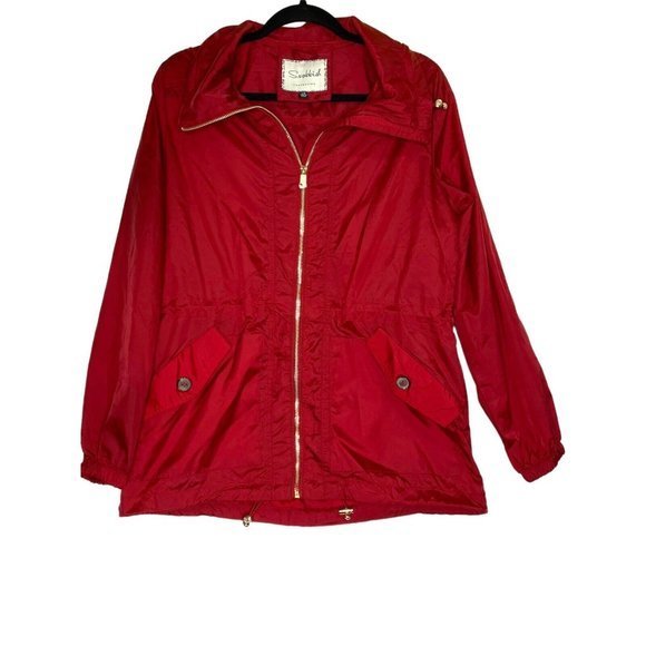 Snobbish Collection Red Lightweight Jacket.  Zip off hood Wind Breaker Rain LG‎ - Picture 1 of 12
